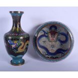 AN EARLY 20TH CENTURY CHINESE CLOISONNE ENAMEL DRAGON BOWL Late Qing, together with a dragon vase. B