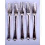 FIVE GEORGE III SILVER FORKS possibly by Thomas Northcote. 159 grams. (5)