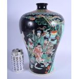 A LARGE EARLY 20TH CENTURY CHINESE FAMILLE NOIRE MEIPING VASE Guangxu, painted with immortals in var