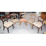 A collection of five upholstered wooden dining chairs 90 x 49 x 53. (5)