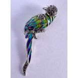 A SILVER PLIQUE A JOUR PARROT BROOCH. 9.5 grams. 7.5 cm x 2 cm.