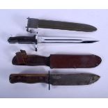 A 1940S SURVIVAL UTILITY KNIFE and a USN MK 1 Bayonet. (2)