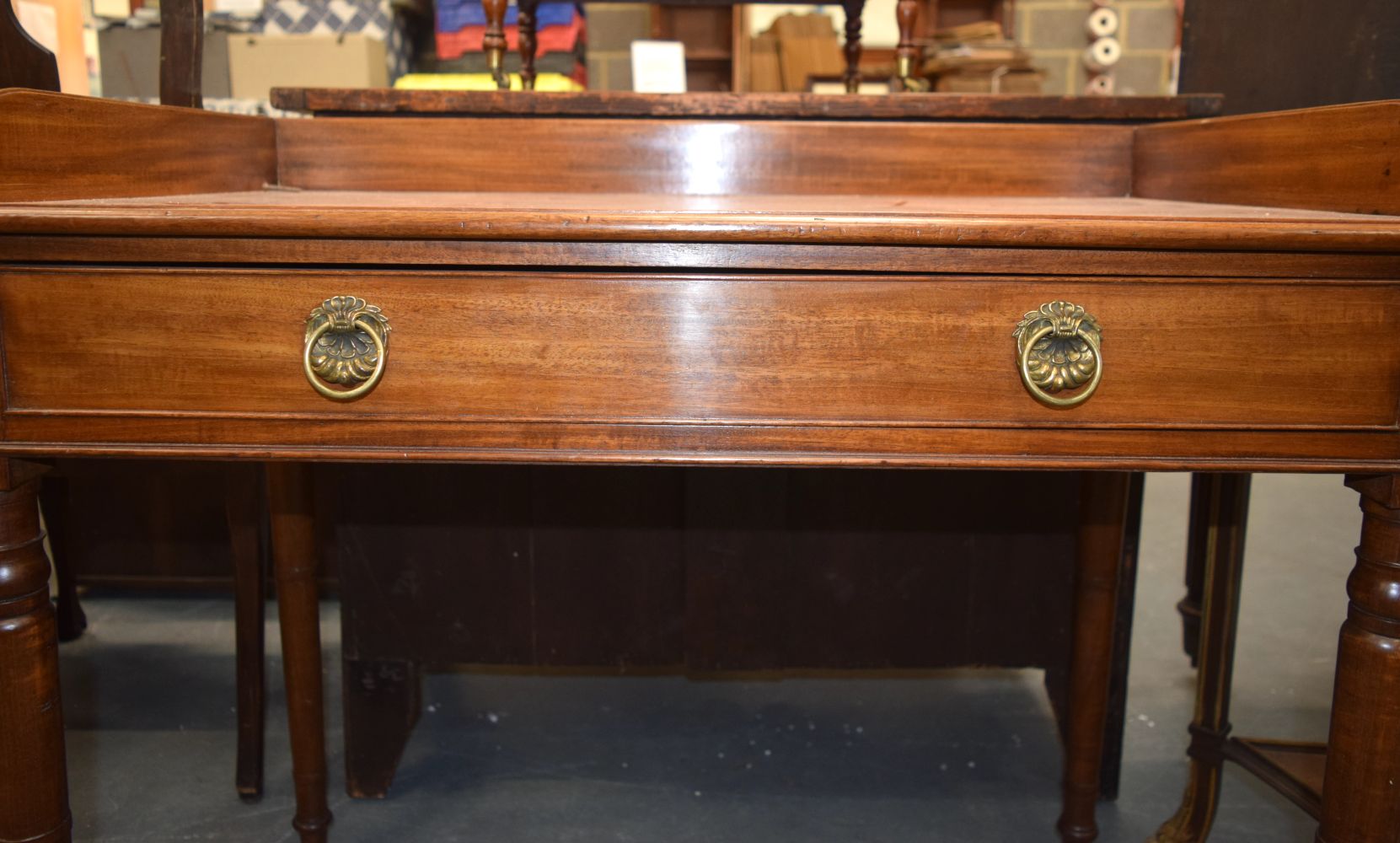 A GEORGE III MAHOGANY WRITING TABLE with single drawer. 83 cm x 92 cm x 55 cm. - Image 3 of 4