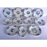 A collection of 18th c. Tournay and Arras dinnerwares in painted in underglaze blue with flowering p