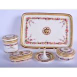 Royal Worcester superb toilet set having three boxes and covers 7cm high , a tray 26.5cm long and a