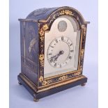 A GEORGE III STYLE CHINOSERIE COUNTRY HOUSE LACQUERED MANTEL CLOCK. 20 cm x 13 cm.
