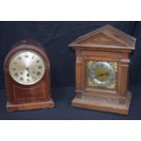 Two mantle clocks one German made 41 x 30 cm (2).