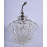 A VINTAGE SILVER MOUNTED CUT GLASS DRESSING TABLE JAR. 16.5 cm high.
