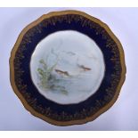 Early 20th c. Theodore Haviland, Limoges plate painted with swimming fish, by L. Martin, signed. Pl