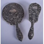 TWO VINTAGE SILVER DRESSING TABLE ITEMS. 447 grams overall. 24 cm x 14 cm.