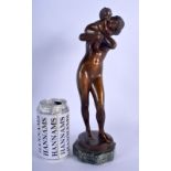 Rudolf Kaesback (C1910) Bronze, Nude lady and boy. 31 cm high.