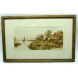 Framed watercolour " Creek on the Orwell" 35 x 16cm.