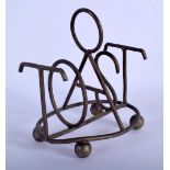 A BRASS TOAST RACK. 14 cm x 14 cm.