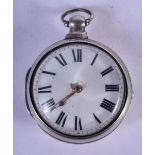 AN ANTIQUE SILVER POCKET WATCH. 156 grams overall. 7 cm wide.