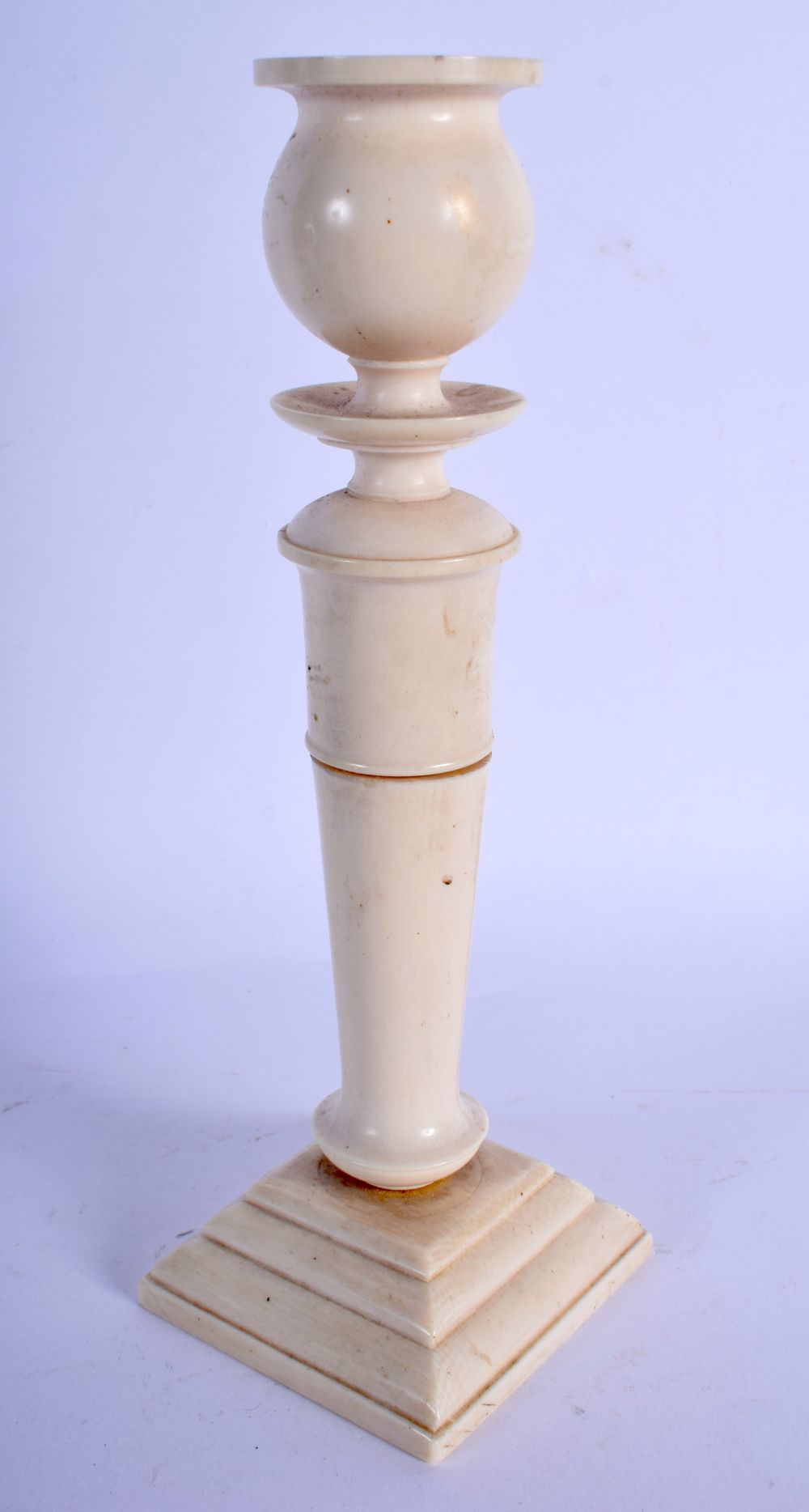 TWO ANTIQUE IVORY FANS and a candlestick. Largest 40 cm extended. (3) - Image 10 of 12