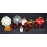 A collection of glass lamps shades Qty.