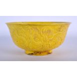 A CHINESE YELLOW GLAZED PORCELAIN BOWL 20th Century. 14 cm wide.