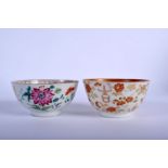 TWO 18TH CENTURY CHINESE EXPORT FAMILLE ROSE BOWLS Qianlong. 10 cm diameter. (2)