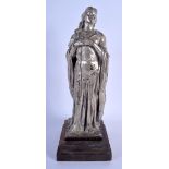 AN ART DECO LACQUERED PLASTER FIGURE OF LA MARGUERITE upon a wooden plinth. 35 cm high.