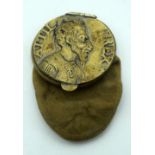 A Victorian Bronze Attila the Hun coin purse 7cm.