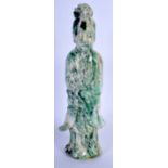 A LARGE EARLY 20TH CENTURY CHINESE CARVED JADEITE FIGURE OF GUANYIN Late Qing/Republic. 31 cm high.