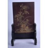 A RARE 19TH CENTURY CHINESE CARVED DREAM STONE DUAN SCHOLARS SCREEN Qing, decorated with flowering s