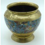 A Chinese bronze pot decorated with Cloisonne enamel 13cm.