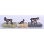 THREE ART DECO COLD PAINTED BRONZE DOGS. Largest 10 cm x 5 cm. (3)