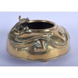 A LARGE 19TH CENTURY CHINESE BRONZE DRAGON CENSER Qing, overlaid with a roaming chilong dragon. 1197