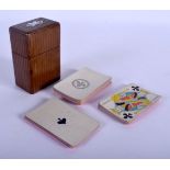 A CHARMING ART DECO LEATHER AND ENAMEL CARD BOX AND COVER. 10 cm x 6 cm.