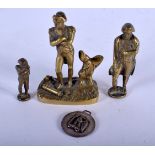 THREE ANTIQUE FRENCH BRONZE FIGURES OF NAPOLEON and another. (4)