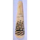 A BONE MARITIME LETTER OPENER. 12 cm x 4 cm.