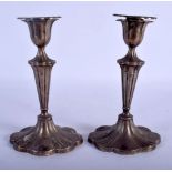 A PAIR OF ANTIQUE SILVER CANDLESTICKS. 480 grams weighted. 19 cm high.