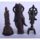 A 17TH/18TH CENTURY CHINESE BRONZE FIGURE OF A BUDDHISTIC DEITY Ming/Qing, together with two others.