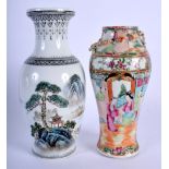 A CHINESE REPUBLICAN PERIOD FAMILLE ROSE PORCELAIN VASE together with Qing famille rose vase. Larges