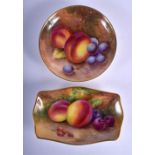 Royal Worcester shape rectangular dish painted with fruit by H. Price, signed, date mark 1935 (10cm