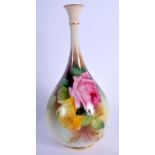 A ROYAL WORCESTER BLUSH IVORY VASE by H Martin. 22.5 cm high.