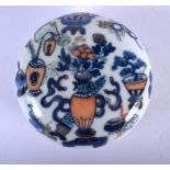 A 19TH CENTURY CHINESE DOUCAI PORCELAIN BOX AND COVER bearing Yongzheng marks to base, painted with