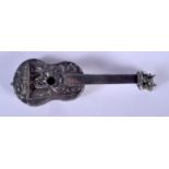 AN ANTIQUE CONTINENTAL SILVER GUITAR. 33 grams. 10 cm x 3 cm.