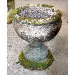 A cast stone garden planter on a pedestal 47 x 36 . (2)