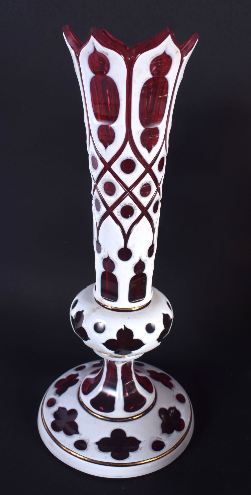 AN ANTIQUE BOHEMIAN ENAMELLED GLASS VASE together with six glass scent bottles. Largest 25.5 cm high - Image 2 of 4