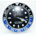 A CONTEMPORARY ROLEX TYPE WALL CLOCK. 34 cm diameter.