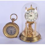 A RARE MID 19TH CENTURY SORLEY SILVERED BRONZE PULL REPEATING CLOCK and an anniversary clock. Larges