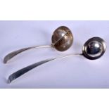 TWO ANTIQUE SILVER SPOONS. London 1914 & another. 65 grams. Largest 17 cm long. (2)