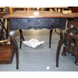 A RARE 18TH CENTURY FRENCH FRUITWOOD TABLE with unusual hoof feet. 68 cm x 61 cm x 68 cm.