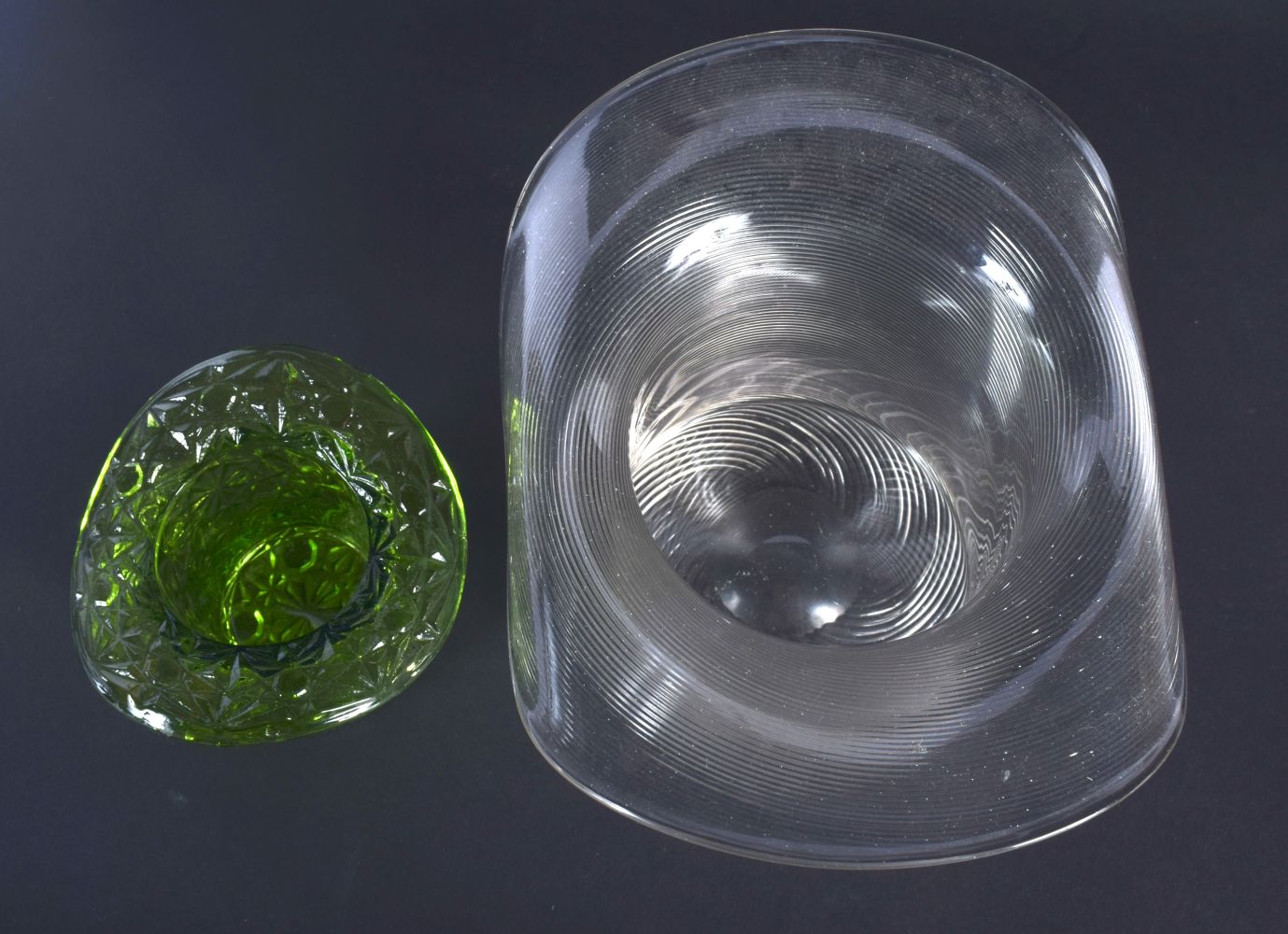 TWO ANTIQUE GLASS UPTURNED TOP HATS. 12 cm x 12 cm. - Image 3 of 4