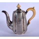A RARE 19TH CENTURY RUSSIAN SILVER AND IVORY TEAPOT of charming proportions. 262 grams. 15 cm x 14 c