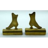 A pair of brass folk art boots possibly shop display. 14 x 12cm. (2)