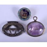 THREE ANTIQUE BROOCHES. Largest 3.5 cm wide. (3)