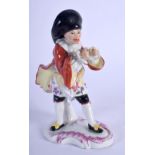 A 19TH CENTURY GERMAN PORCELAIN FIGURE OF A MALE probably Niderviller, modelled in a black hat upon